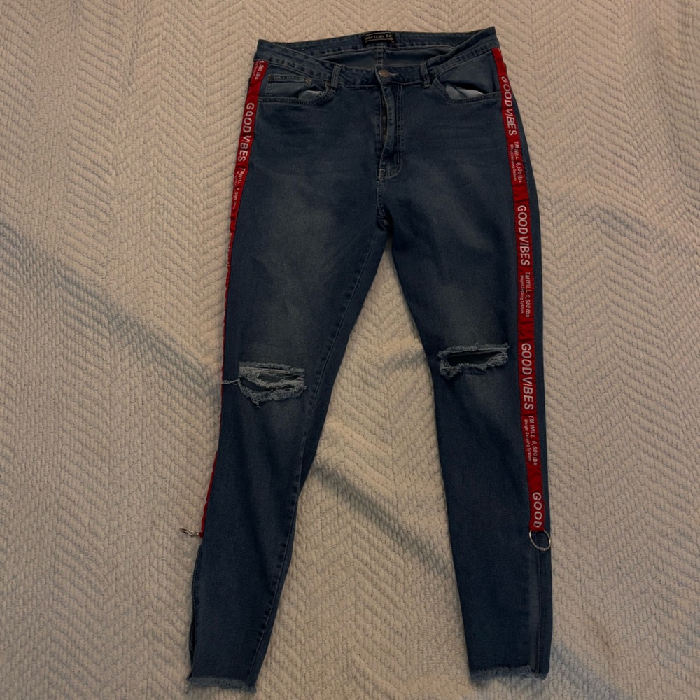 American Bazi Denim Jeans with Red Stripes